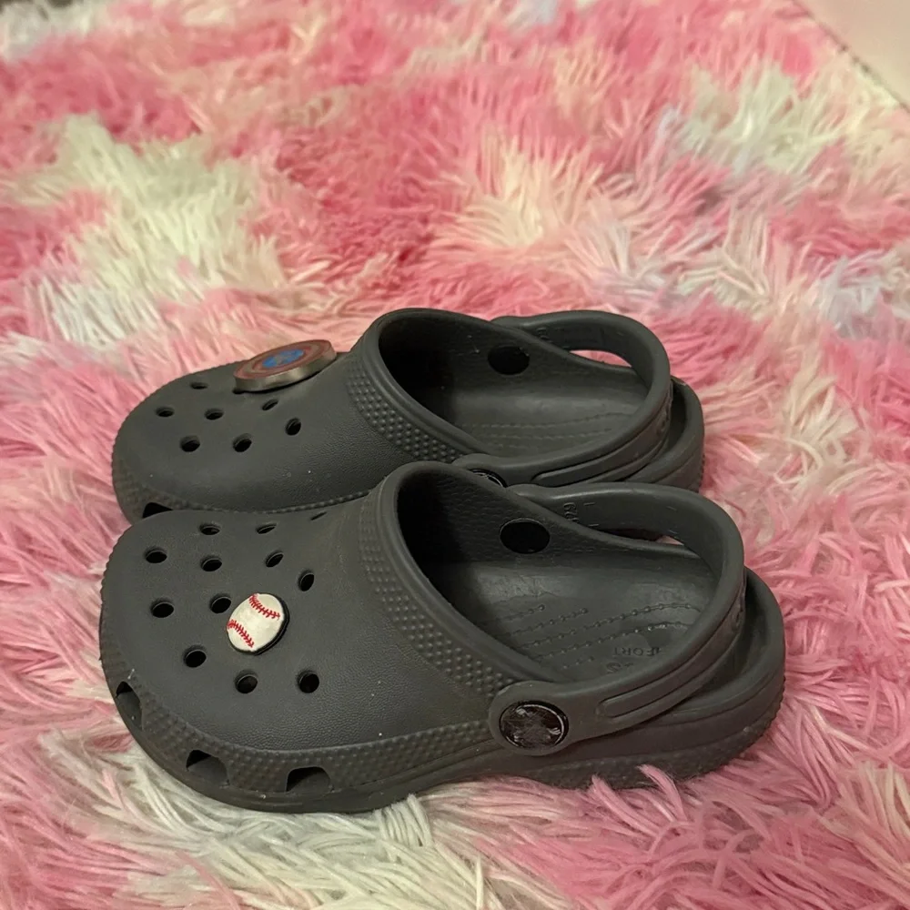 CROCS Gray Clogs with Superhero Charm